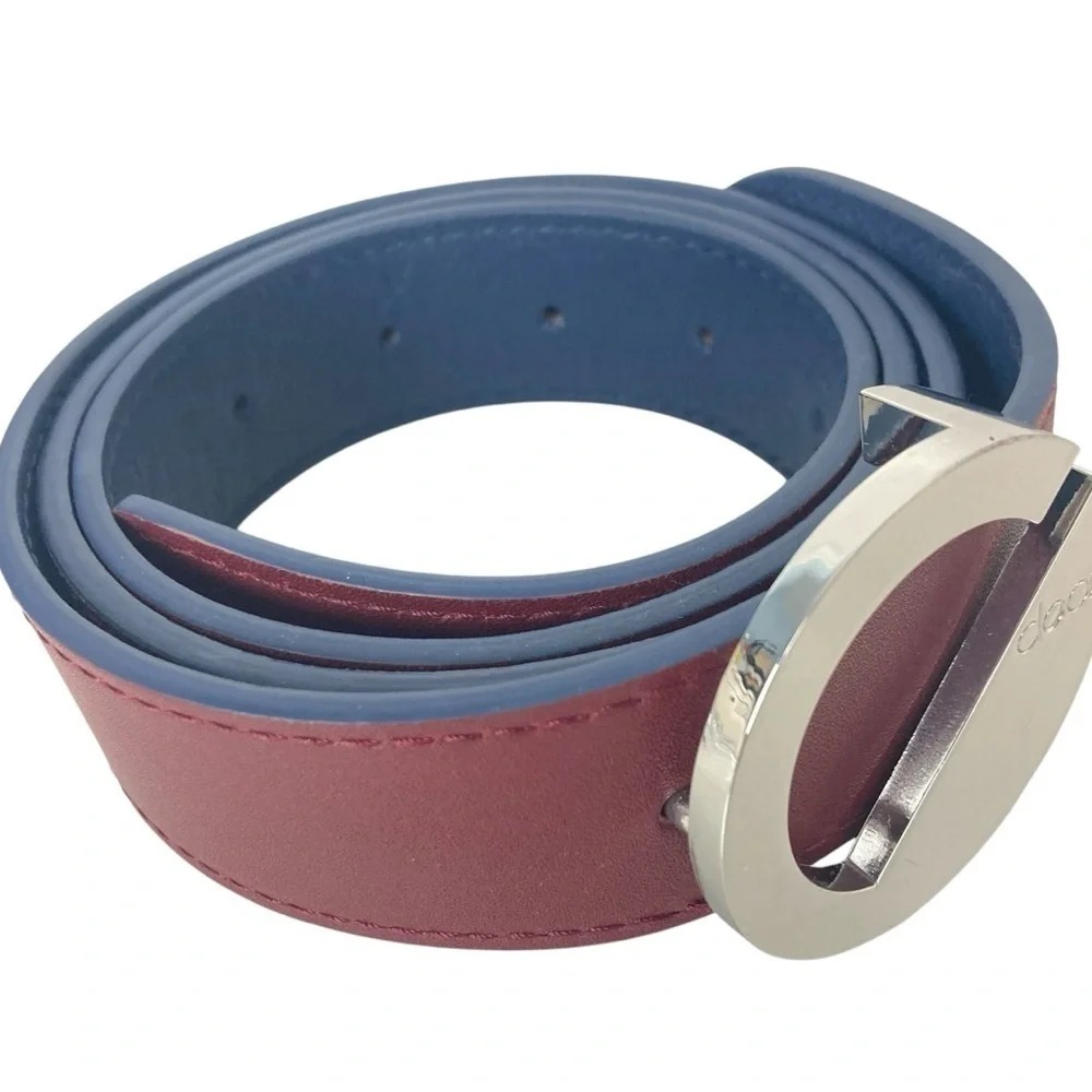 DOOZ Italian Leather Duo Belt - Reversible Cobalt/Burgundy